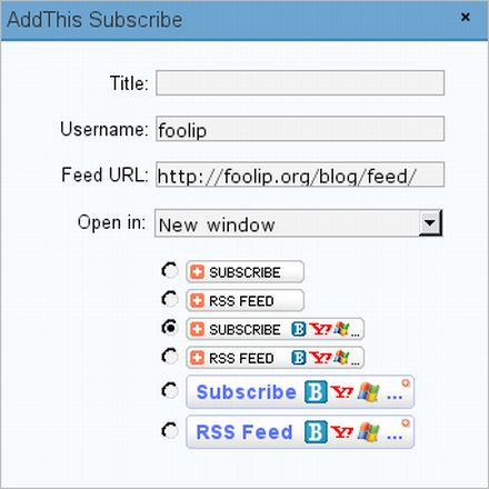 WordPress plugin to add button for AddThis social bookmarking service : AddThis Sidebar Widget